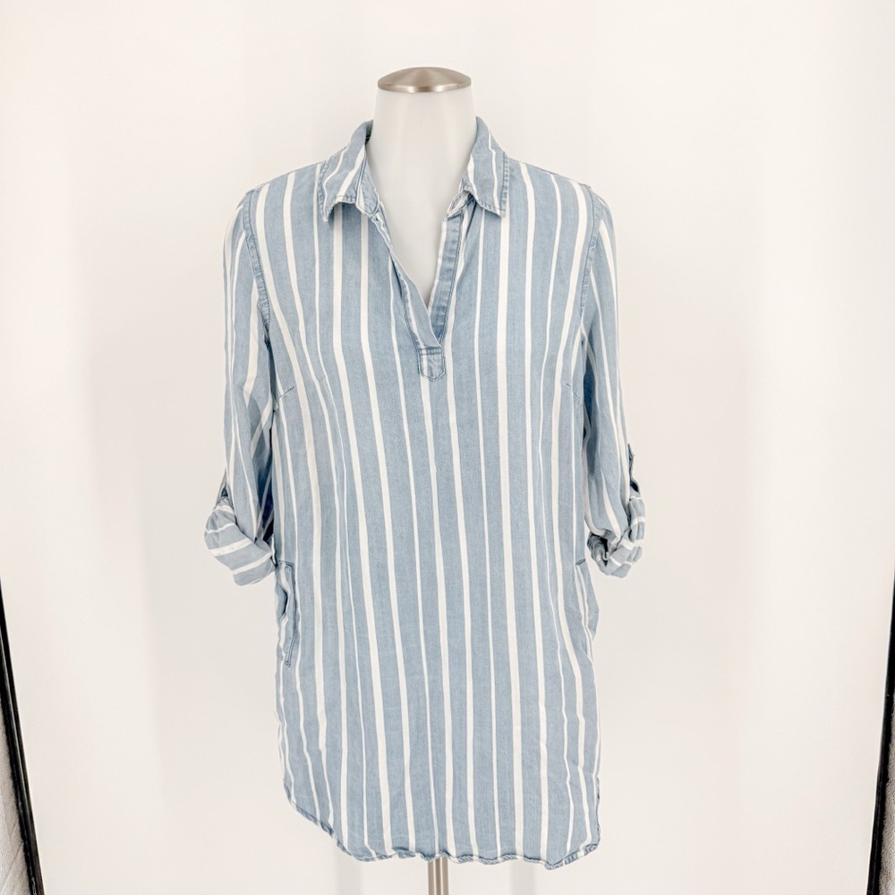Velvet Heart Blue and White Striped Blouse